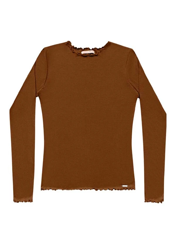 Angel - Blusa Decote Redondo M/Longa Angel Basic Marrom