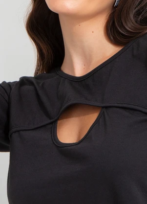 bonprix - Blusa Decote Redondo Manga Longa Preta - BONPRIX