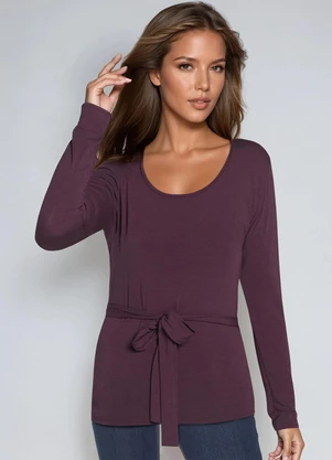 bonprix - Blusa Decote Redondo Roxo - BONPRIX