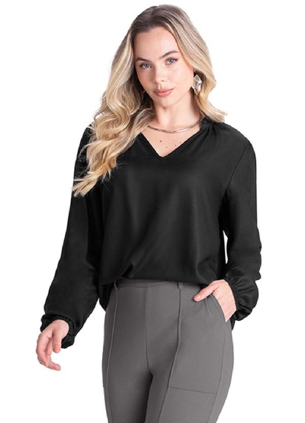 Rezzato - Blusa Decote V Ampla Feminino Preto