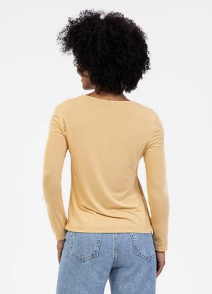 Habana - Blusa Decote V em Misturinha Amarelo Claro - HABANA