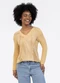 Habana - Blusa Decote V em Misturinha Off White - variação: Amarelo Claro