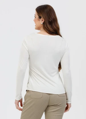 Habana - Blusa Decote V em Misturinha Off White - HABANA