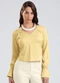Gris - Blusa Decote V em Viscose Laranja - variação: Amarelo Claro