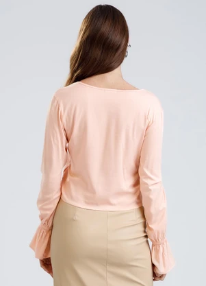 Gris - Blusa Decote V em Viscose Laranja - GRIS
