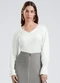 Gris - Blusa Decote V em Viscose Laranja - variação: Off White