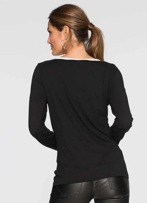 bonprix - Blusa Decote Vazado Preta 2