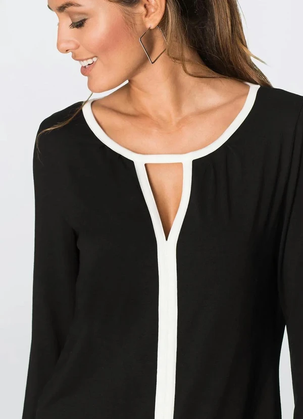 bonprix - Blusa Decote Vazado Preta 5