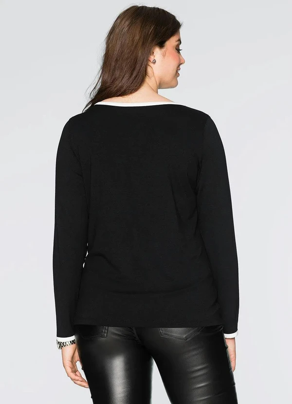 bonprix - Blusa Decote Vazado Preta 7