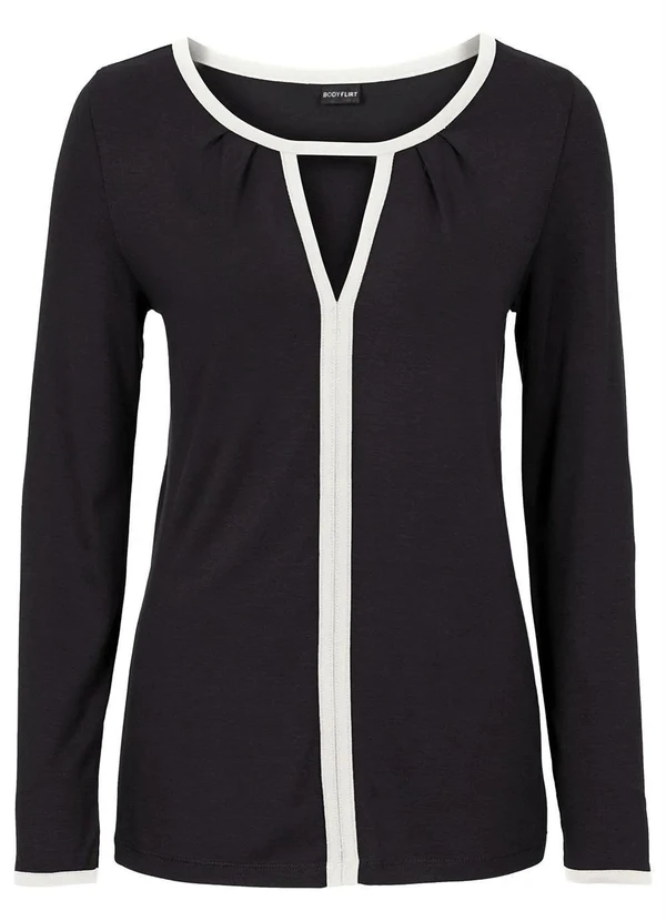 bonprix - Blusa Decote Vazado Preta 8