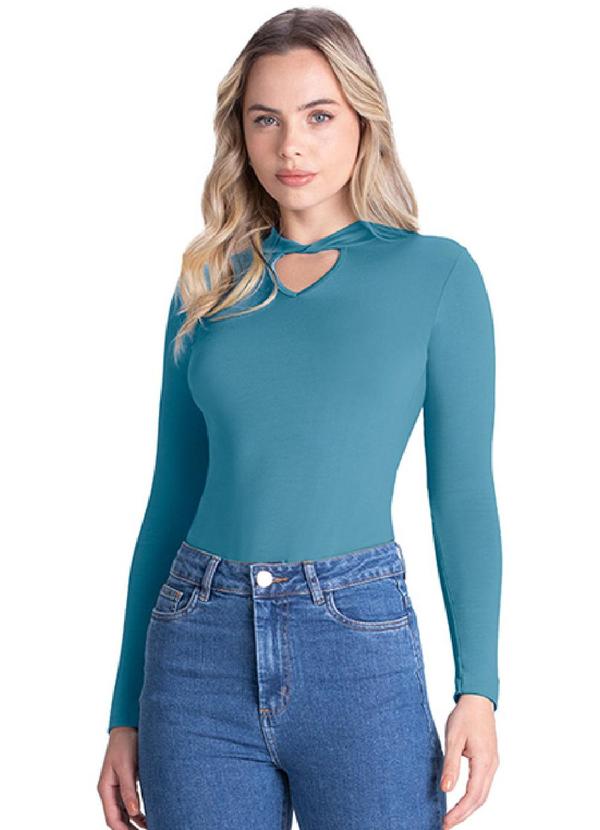 Rezzato - Blusa Detalhe Decote Feminino Azul