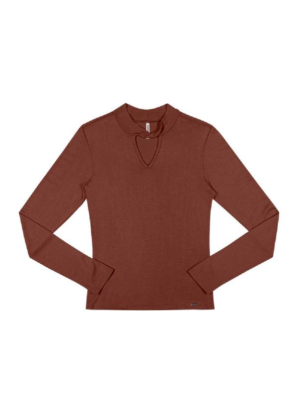 Rezzato - Blusa Detalhe Decote Feminino Marrom