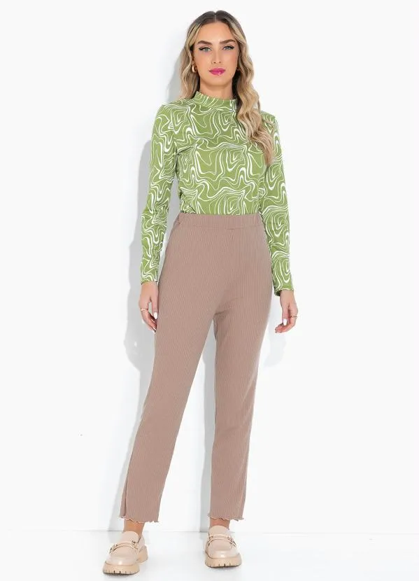 Moda Pop - Blusa Efeito Líquido Verde com Mangas Longas 3