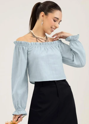Cativa You - Blusa em Algodão  Azul Claro - CATIVA YOU