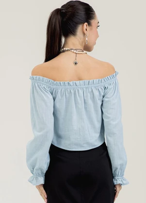 Cativa You - Blusa em Algodão  Azul Claro - CATIVA YOU