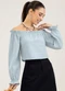 Cativa You - Blusa em Algodão  Marrom - variação: Azul Claro