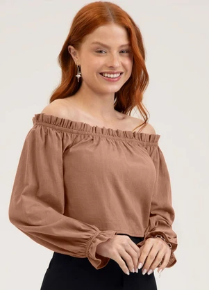 Cativa You - Blusa em Algodão  Marrom - CATIVA YOU