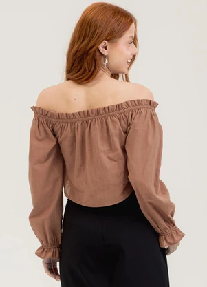 Cativa You - Blusa em Algodão  Marrom - CATIVA YOU