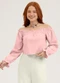 Cativa You - Blusa em Algodão  Marrom - variação: Rosa Claro