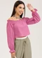 Cativa You - Blusa em Algodão  Marrom - variação: Rosa