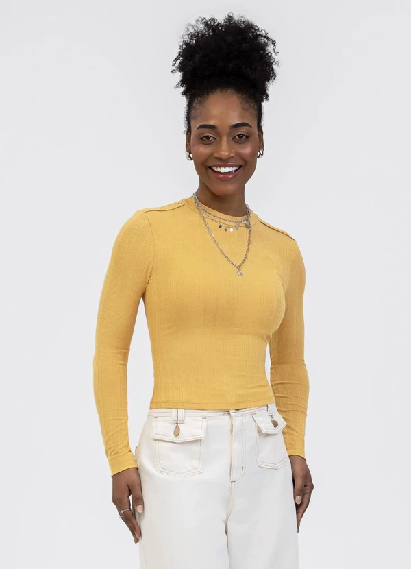 Habana - Blusa em Canelado Amarelo Médio