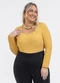 Habana - Blusa em Canelado Preto - variação: Amarelo Médio