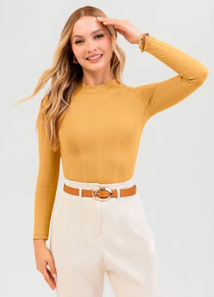Cativa - Blusa em Canelado Amarelo - CATIVA