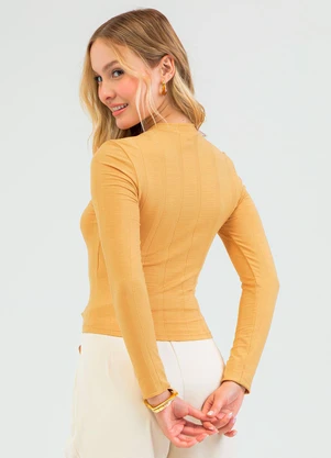 Cativa - Blusa em Canelado Amarelo - CATIVA