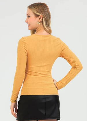 Cativa - Blusa em Canelado Amarelo - CATIVA