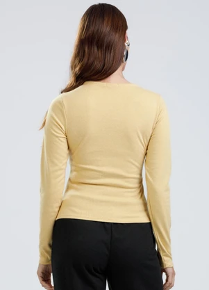 Gris - Blusa em Canelado Aveludado Amarelo Claro - GRIS