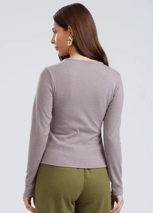 Gris - Blusa em Canelado Aveludado Lilás - GRIS