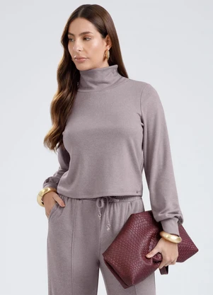 Gris - Blusa em Canelado Aveludado  Lilás - GRIS