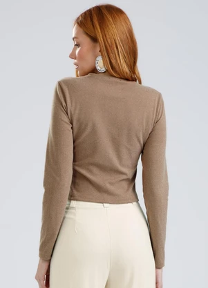 Gris - Blusa em Canelado Aveludado Marrom - GRIS