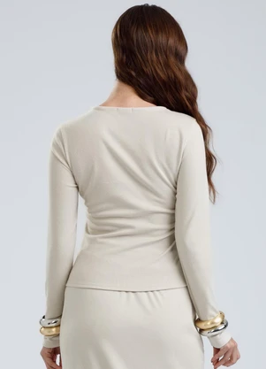 Gris - Blusa em Canelado Aveludado Off White - GRIS