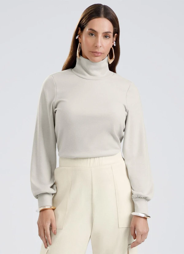 Gris - Blusa em Canelado Aveludado Off White