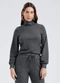 Gris - Blusa em Canelado Aveludado  Cinza - variação: Preto