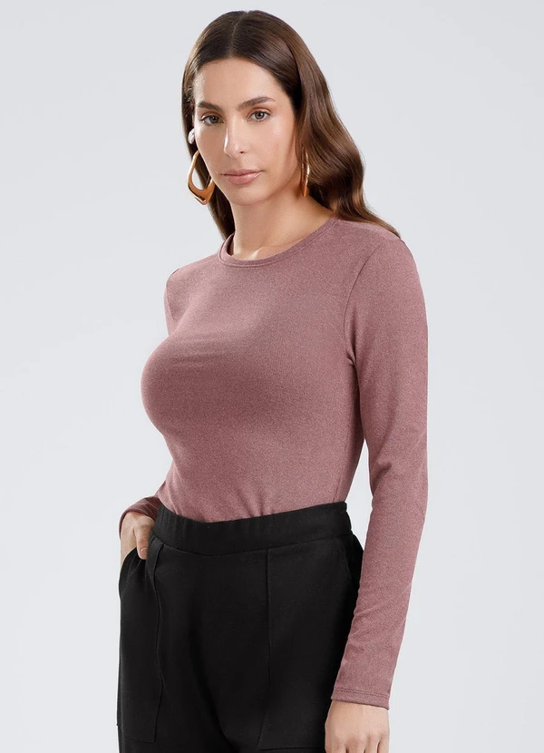 Gris - Blusa em Canelado Aveludado Vermelho Escuro