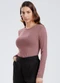 Gris - Blusa em Canelado Aveludado Cinza - variação: Vermelho Escuro