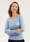 Cativa - Blusa em Canelado  Marrom Escuro - variação: Azul Claro