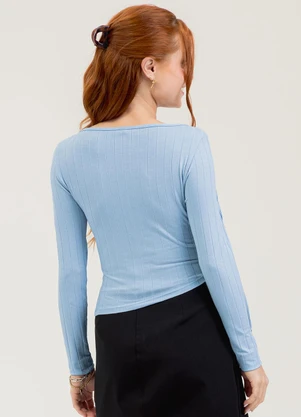 Cativa You - Blusa em Canelado  Azul Claro - CATIVA YOU