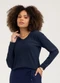 Cativa - Blusa em Canelado  Preto - variação: Azul Escuro