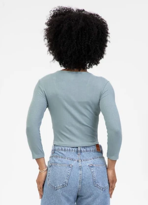 Habana - Blusa em Canelado Azul  - HABANA