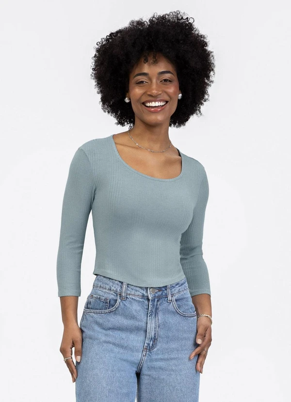 Habana - Blusa em Canelado Azul
