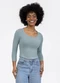 Habana - Blusa em Canelado Laranja - variação: Azul