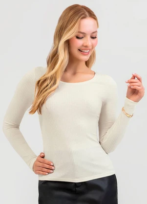 Cativa - Blusa em Canelado Bege - CATIVA