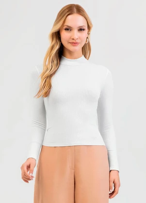 Cativa - Blusa em Canelado Branco - CATIVA