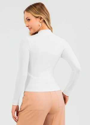 Cativa - Blusa em Canelado Branco - CATIVA