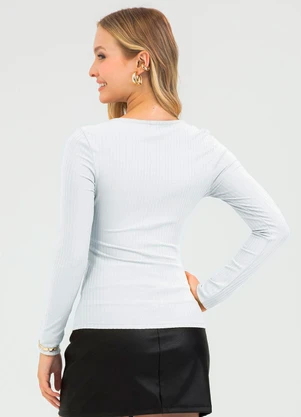 Cativa - Blusa em Canelado Branco - CATIVA