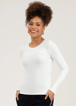 Cativa - Blusa em Canelado Branco - CATIVA