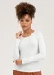 Cativa - Blusa em Canelado  Marrom Escuro - variação: Branco